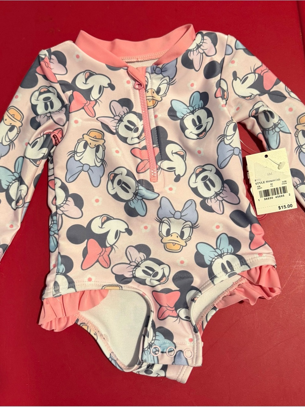Disney Pink Minnie & Daisy Long-Sleeve One-Piece Swimwear